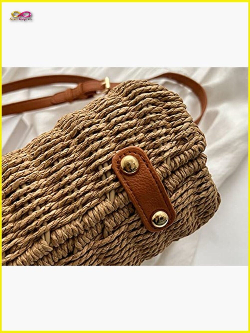 Straw Handwoven Crossbody Tote Bag Summer Beach Travel Clutch - Picture 5 of 6